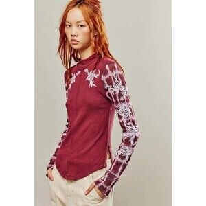 Free People We The Free Rose Kiss Tee Top Floral Embroidered Cotton M New 281806